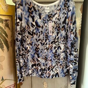 NIC+ZOE Multicolor Patterned Crew Neck Sweater